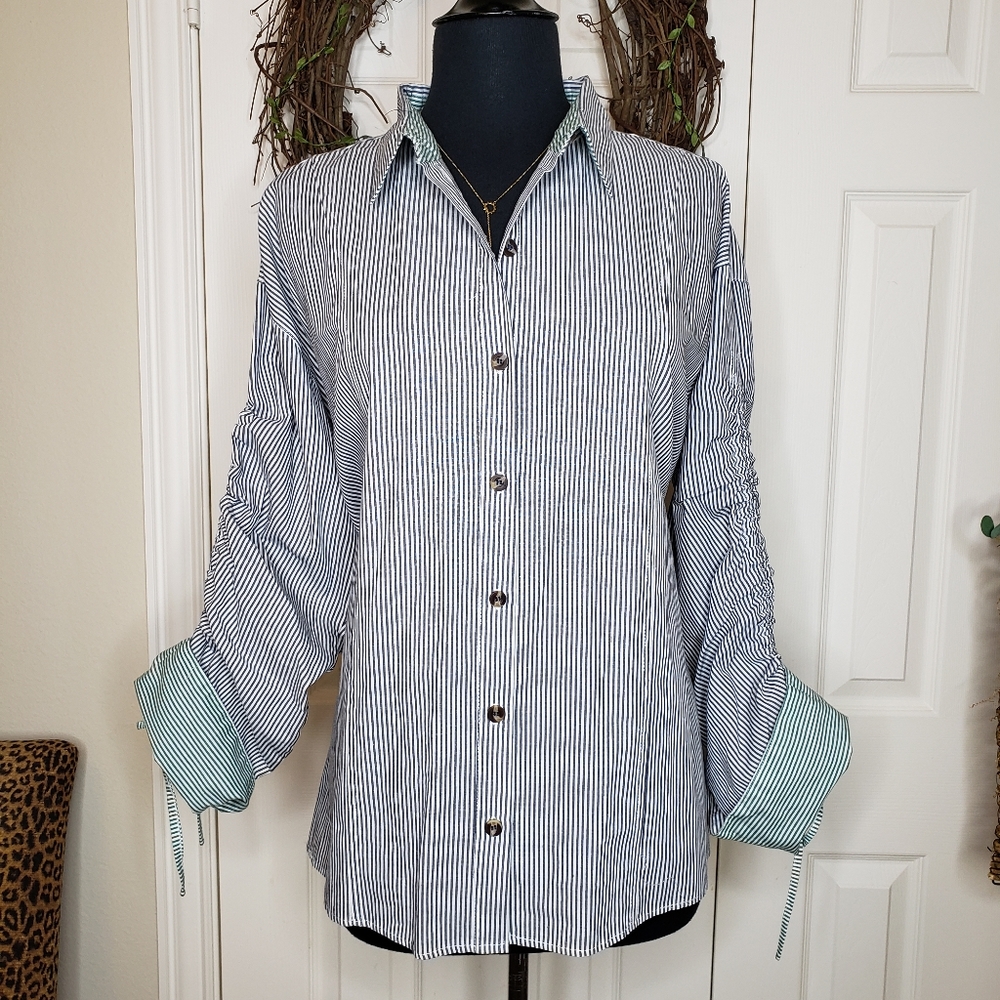 Striped Button-Up Women's Top